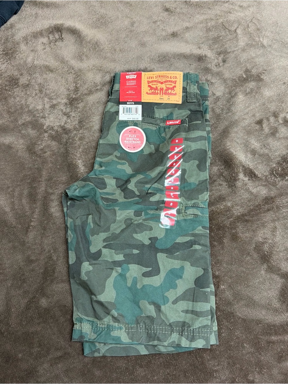 Levi's Boys Green Camo Cargo Shorts
